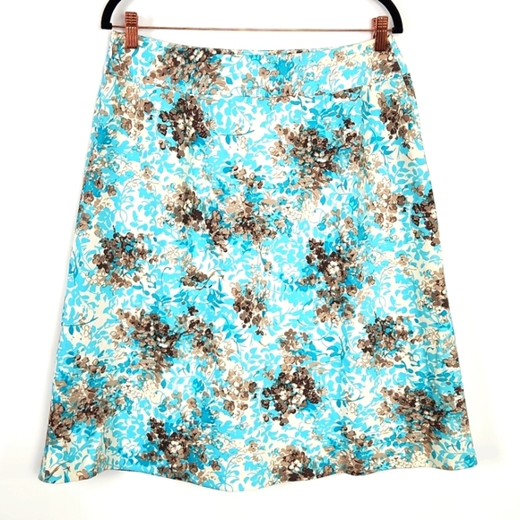 Talbots Dresses & Skirts - Talbots Women's Size 12 Silk Blend A-Line Skirt Turquise Brown Floral USA
